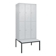 C+P Doppelstock-Spind Classic PLUS, Bank, 3 Abteile, 2120x900x815mm, 7035/7035 Verschluss Zylinderschloss Sitzbanktyp untergebaut Material Sitzfläche Kunststoff