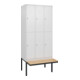 C+P Doppelstock-Spind Classic PLUS, Bank, 3 Abteile, 2120x900x815mm, 9016/9016 Verschluss Zylinderschloss Sitzbanktyp auskragend Material Sitzfläche Buche-Hartholz-1