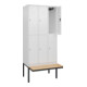 C+P Doppelstock-Spind Classic PLUS, Bank, 3 Abteile, 2120x900x815mm, 9016/9016 Verschluss Zylinderschloss Sitzbanktyp auskragend Material Sitzfläche Buche-Hartholz-2