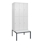 C+P Doppelstock-Spind Classic PLUS, Bank, 3 Abteile, 2120x900x815mm, 9016/9016 Verschluss Zylinderschloss Sitzbanktyp untergebaut Material Sitzfläche Kunststoff