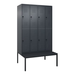 C+P Doppelstock-Spind Classic PLUS, Bank, 4 Abteile, 2120x1200x815mm, 7016/7016 Verschluss Sicherheits-Drehriegel Sitzbanktyp untergebaut Material Sitzfläche Kunststoff