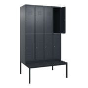 C+P Doppelstock-Spind Classic PLUS, Bank, 4 Abteile, 2120x1200x815mm, 7016/7016 Verschluss Zylinderschloss Sitzbanktyp untergebaut Material Sitzfläche Kunststoff