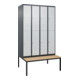 C+P Doppelstock-Spind Classic PLUS, Bank, 4 Abteile, 2120x1200x815mm, 7016/7035 Verschluss Zylinderschloss Sitzbanktyp untergebaut Material Sitzfläche Buche-Hartholz-1