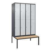 C+P Doppelstock-Spind Classic PLUS, Bank, 4 Abteile, 2120x1200x815mm, 7016/7035 Verschluss Zylinderschloss Sitzbanktyp untergebaut Material Sitzfläche Buche-Hartholz