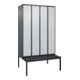 C+P Doppelstock-Spind Classic PLUS, Bank, 4 Abteile, 2120x1200x815mm, 7016/7035 Verschluss Zylinderschloss Sitzbanktyp untergebaut Material Sitzfläche Kunststoff-1