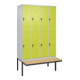 C+P Doppelstock-Spind Classic PLUS, Bank, 4 Abteile, 2120x1200x815mm, 7035/0024 Verschluss Sicherheits-Drehriegel Sitzbanktyp auskragend Material Sitzfläche Buche-Hartholz-1