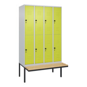 C+P Doppelstock-Spind Classic PLUS, Bank, 4 Abteile, 2120x1200x815mm, 7035/0024 Verschluss Sicherheits-Drehriegel Sitzbanktyp auskragend Material Sitzfläche Buche-Hartholz