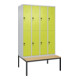 C+P Doppelstock-Spind Classic PLUS, Bank, 4 Abteile, 2120x1200x815mm, 7035/0024 Verschluss Sicherheits-Drehriegel Sitzbanktyp untergebaut Material Sitzfläche Buche-Hartholz-1