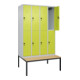C+P Doppelstock-Spind Classic PLUS, Bank, 4 Abteile, 2120x1200x815mm, 7035/0024 Verschluss Sicherheits-Drehriegel Sitzbanktyp untergebaut Material Sitzfläche Buche-Hartholz-2