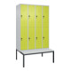 C+P Doppelstock-Spind Classic PLUS, Bank, 4 Abteile, 2120x1200x815mm, 7035/0024 Verschluss Sicherheits-Drehriegel Sitzbanktyp untergebaut Material Sitzfläche Kunststoff-1