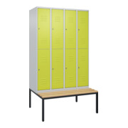C+P Doppelstock-Spind Classic PLUS, Bank, 4 Abteile, 2120x1200x815mm, 7035/0024 Verschluss Zylinderschloss Sitzbanktyp untergebaut Material Sitzfläche Buche-Hartholz