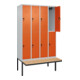 C+P Doppelstock-Spind Classic PLUS, Bank, 4 Abteile, 2120x1200x815mm, 7035/2004 Verschluss Sicherheits-Drehriegel Sitzbanktyp auskragend Material Sitzfläche Buche-Hartholz-2