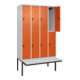 C+P Doppelstock-Spind Classic PLUS, Bank, 4 Abteile, 2120x1200x815mm, 7035/2004 Verschluss Sicherheits-Drehriegel Sitzbanktyp auskragend Material Sitzfläche Kunststoff-2