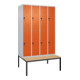 C+P Doppelstock-Spind Classic PLUS, Bank, 4 Abteile, 2120x1200x815mm, 7035/2004 Verschluss Sicherheits-Drehriegel Sitzbanktyp untergebaut Material Sitzfläche Buche-Hartholz-1