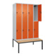 C+P Doppelstock-Spind Classic PLUS, Bank, 4 Abteile, 2120x1200x815mm, 7035/2004 Verschluss Sicherheits-Drehriegel Sitzbanktyp untergebaut Material Sitzfläche Buche-Hartholz-2