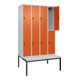 C+P Doppelstock-Spind Classic PLUS, Bank, 4 Abteile, 2120x1200x815mm, 7035/2004 Verschluss Sicherheits-Drehriegel Sitzbanktyp untergebaut Material Sitzfläche Kunststoff-2