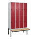 C+P Doppelstock-Spind Classic PLUS, Bank, 4 Abteile, 2120x1200x815mm, 7035/3003 Verschluss Sicherheits-Drehriegel Sitzbanktyp auskragend Material Sitzfläche Buche-Hartholz-1