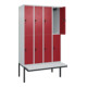 C+P Doppelstock-Spind Classic PLUS, Bank, 4 Abteile, 2120x1200x815mm, 7035/3003 Verschluss Sicherheits-Drehriegel Sitzbanktyp auskragend Material Sitzfläche Kunststoff-2