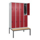 C+P Doppelstock-Spind Classic PLUS, Bank, 4 Abteile, 2120x1200x815mm, 7035/3003 Verschluss Sicherheits-Drehriegel Sitzbanktyp untergebaut Material Sitzfläche Buche-Hartholz-2