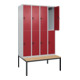 C+P Doppelstock-Spind Classic PLUS, Bank, 4 Abteile, 2120x1200x815mm, 7035/3003 Verschluss Sicherheits-Drehriegel Sitzbanktyp untergebaut Material Sitzfläche Buche-Hartholz-5