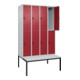 C+P Doppelstock-Spind Classic PLUS, Bank, 4 Abteile, 2120x1200x815mm, 7035/3003 Verschluss Sicherheits-Drehriegel Sitzbanktyp untergebaut Material Sitzfläche Kunststoff-2