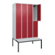 C+P Doppelstock-Spind Classic PLUS, Bank, 4 Abteile, 2120x1200x815mm, 7035/3003 Verschluss Zylinderschloss Sitzbanktyp untergebaut Material Sitzfläche Kunststoff-2