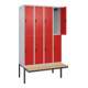 C+P Doppelstock-Spind Classic PLUS, Bank, 4 Abteile, 2120x1200x815mm, 7035/3020 Verschluss Sicherheits-Drehriegel Sitzbanktyp auskragend Material Sitzfläche Buche-Hartholz-2