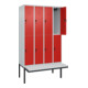 C+P Doppelstock-Spind Classic PLUS, Bank, 4 Abteile, 2120x1200x815mm, 7035/3020 Verschluss Sicherheits-Drehriegel Sitzbanktyp auskragend Material Sitzfläche Kunststoff-2