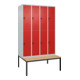 C+P Doppelstock-Spind Classic PLUS, Bank, 4 Abteile, 2120x1200x815mm, 7035/3020 Verschluss Sicherheits-Drehriegel Sitzbanktyp untergebaut Material Sitzfläche Buche-Hartholz-1