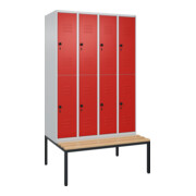 C+P Doppelstock-Spind Classic PLUS, Bank, 4 Abteile, 2120x1200x815mm, 7035/3020 Verschluss Sicherheits-Drehriegel Sitzbanktyp untergebaut Material Sitzfläche Buche-Hartholz