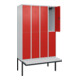 C+P Doppelstock-Spind Classic PLUS, Bank, 4 Abteile, 2120x1200x815mm, 7035/3020 Verschluss Zylinderschloss Sitzbanktyp auskragend Material Sitzfläche Kunststoff-2