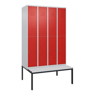 C+P Doppelstock-Spind Classic PLUS, Bank, 4 Abteile, 2120x1200x815mm, 7035/3020 Verschluss Zylinderschloss Sitzbanktyp untergebaut Material Sitzfläche Kunststoff
