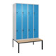 C+P Doppelstock-Spind Classic PLUS, Bank, 4 Abteile, 2120x1200x815mm, 7035/5012 Verschluss Sicherheits-Drehriegel Sitzbanktyp untergebaut Material Sitzfläche Buche-Hartholz-1