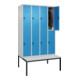 C+P Doppelstock-Spind Classic PLUS, Bank, 4 Abteile, 2120x1200x815mm, 7035/5012 Verschluss Sicherheits-Drehriegel Sitzbanktyp untergebaut Material Sitzfläche Kunststoff-1