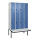 C+P Doppelstock-Spind Classic PLUS, Bank, 4 Abteile, 2120x1200x815mm, 7035/5023 Verschluss Sicherheits-Drehriegel Sitzbanktyp auskragend Material Sitzfläche Kunststoff-1