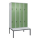 C+P Doppelstock-Spind Classic PLUS, Bank, 4 Abteile, 2120x1200x815mm, 7035/6011 Verschluss Sicherheits-Drehriegel Sitzbanktyp untergebaut Material Sitzfläche Kunststoff-1