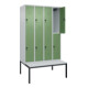 C+P Doppelstock-Spind Classic PLUS, Bank, 4 Abteile, 2120x1200x815mm, 7035/6011 Verschluss Sicherheits-Drehriegel Sitzbanktyp untergebaut Material Sitzfläche Kunststoff-2