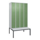 C+P Doppelstock-Spind Classic PLUS, Bank, 4 Abteile, 2120x1200x815mm, 7035/6011 Verschluss Zylinderschloss Sitzbanktyp untergebaut Material Sitzfläche Kunststoff-1