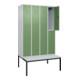 C+P Doppelstock-Spind Classic PLUS, Bank, 4 Abteile, 2120x1200x815mm, 7035/6011 Verschluss Zylinderschloss Sitzbanktyp untergebaut Material Sitzfläche Kunststoff-2