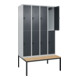 C+P Doppelstock-Spind Classic PLUS, Bank, 4 Abteile, 2120x1200x815mm, 7035/7016 Verschluss Sicherheits-Drehriegel Sitzbanktyp untergebaut Material Sitzfläche Buche-Hartholz-2