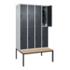 C+P Doppelstock-Spind Classic PLUS, Bank, 4 Abteile, 2120x1200x815mm, 7035/7016 Verschluss Sicherheits-Drehriegel Sitzbanktyp untergebaut Material Sitzfläche Buche-Hartholz-4