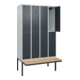 C+P Doppelstock-Spind Classic PLUS, Bank, 4 Abteile, 2120x1200x815mm, 7035/7016 Verschluss Zylinderschloss Sitzbanktyp auskragend Material Sitzfläche Buche-Hartholz-2