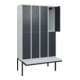 C+P Doppelstock-Spind Classic PLUS, Bank, 4 Abteile, 2120x1200x815mm, 7035/7016 Verschluss Zylinderschloss Sitzbanktyp auskragend Material Sitzfläche Kunststoff-1