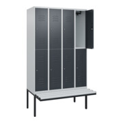 C+P Doppelstock-Spind Classic PLUS, Bank, 4 Abteile, 2120x1200x815mm, 7035/7016 Verschluss Zylinderschloss Sitzbanktyp auskragend Material Sitzfläche Kunststoff