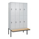 C+P Doppelstock-Spind Classic PLUS, Bank, 4 Abteile, 2120x1200x815mm, 7035/7035 Verschluss Sicherheits-Drehriegel Sitzbanktyp auskragend Material Sitzfläche Buche-Hartholz-1