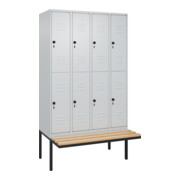 C+P Doppelstock-Spind Classic PLUS, Bank, 4 Abteile, 2120x1200x815mm, 7035/7035 Verschluss Sicherheits-Drehriegel Sitzbanktyp auskragend Material Sitzfläche Buche-Hartholz