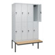C+P Doppelstock-Spind Classic PLUS, Bank, 4 Abteile, 2120x1200x815mm, 7035/7035 Verschluss Sicherheits-Drehriegel Sitzbanktyp auskragend Material Sitzfläche Buche-Hartholz-2