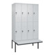 C+P Doppelstock-Spind Classic PLUS, Bank, 4 Abteile, 2120x1200x815mm, 7035/7035 Verschluss Sicherheits-Drehriegel Sitzbanktyp auskragend Material Sitzfläche Kunststoff-1