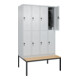C+P Doppelstock-Spind Classic PLUS, Bank, 4 Abteile, 2120x1200x815mm, 7035/7035 Verschluss Sicherheits-Drehriegel Sitzbanktyp untergebaut Material Sitzfläche Buche-Hartholz-4