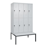 C+P Doppelstock-Spind Classic PLUS, Bank, 4 Abteile, 2120x1200x815mm, 7035/7035 Verschluss Sicherheits-Drehriegel Sitzbanktyp untergebaut Material Sitzfläche Kunststoff